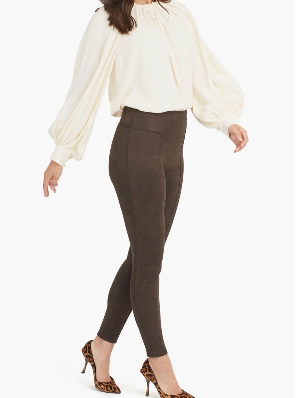 SPANX High-Waist Faux Suede Leggings - Size Medium